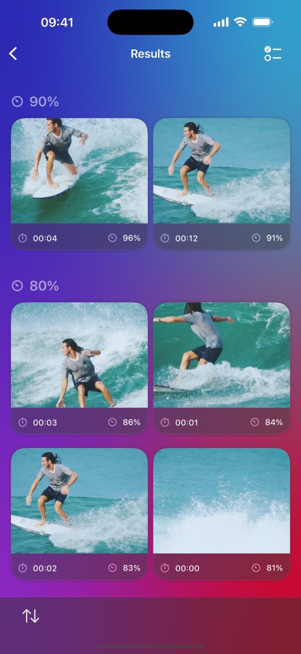 Key/Frame zeigt automatisch ausgewählte Einzelbilder aus einem Video.